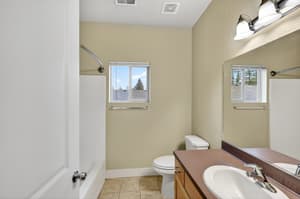 Bathroom with vanity sink, bathtub at Glisan Townhomes, 17218-17298 NE Glisan St, Gresham, Oregon 97230
