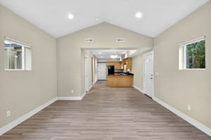 Kitchen with wood cabinets, recessed lighting at Glisan Townhomes, 17218-17298 NE Glisan St, Gresham, Oregon 97230