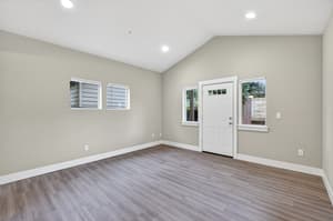 Living Room with vaulted ceiling, recessed lighting at Glisan Townhomes, 17218-17298 NE Glisan St, Gresham, Oregon 97230